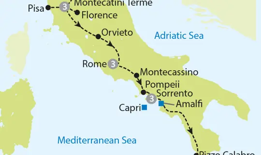 Top To Toe Of Italy tour map
